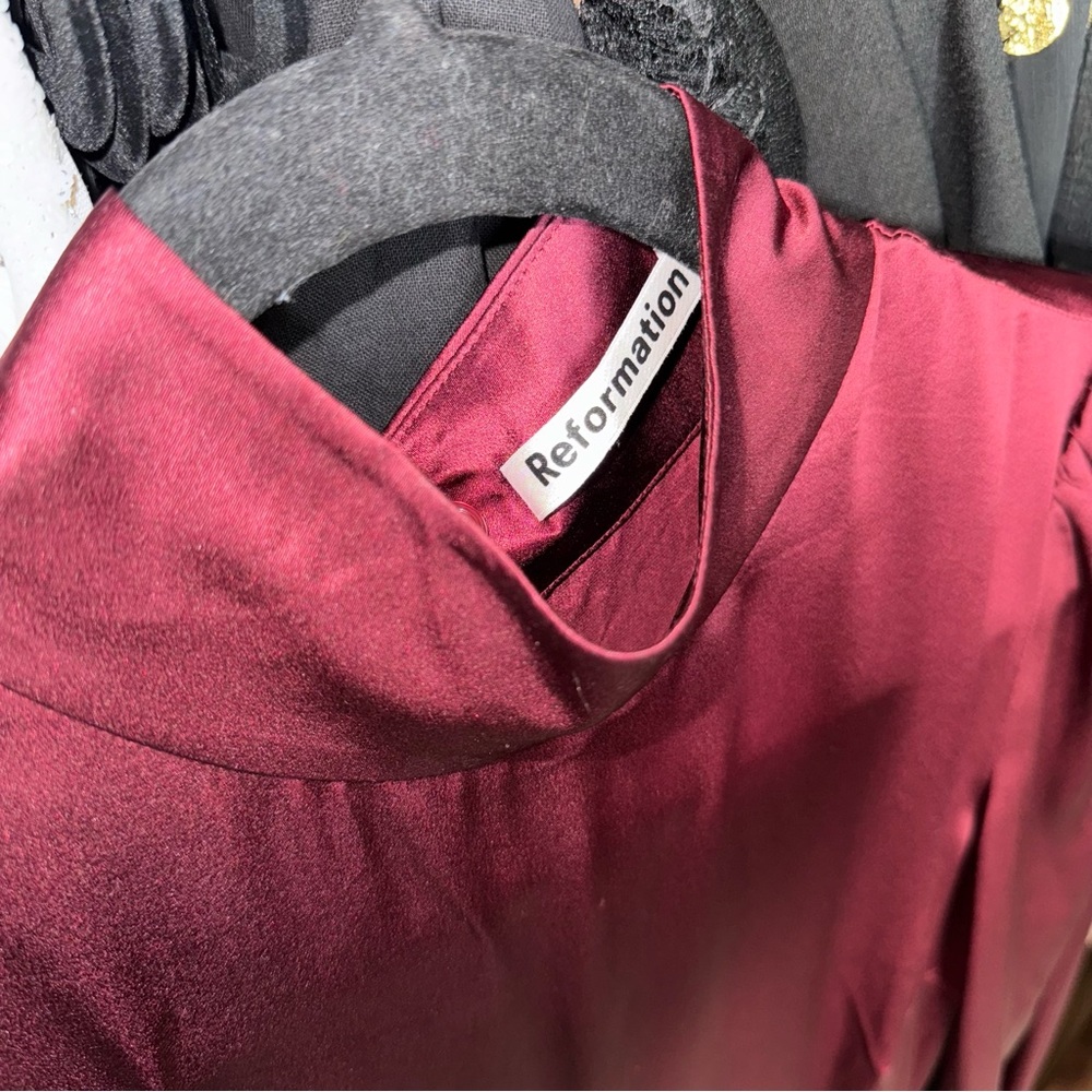 Reformation Maple Silk Midi Dress Plum Burgundy Womens 2 EUC - Picture 16 of 17